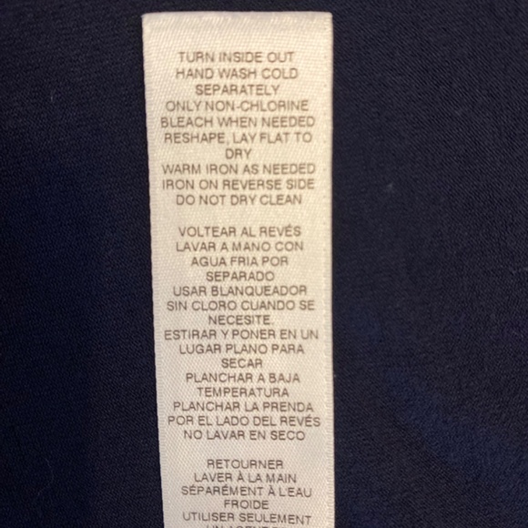 BUY 2 ITEMS GET 1 FREE - Chico’s Navy & Gold 3/4 Sleeve Blouse Sz 12/L - Picture 7 of 7